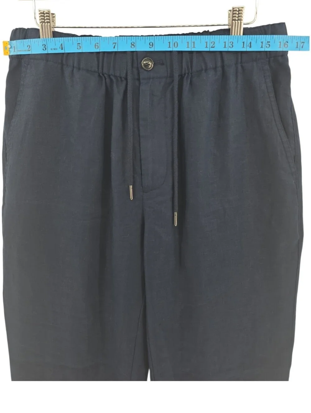 Quince NWOT 100% Linen Pant Size Medium in Navy Drawstring Waist Straight Leg
